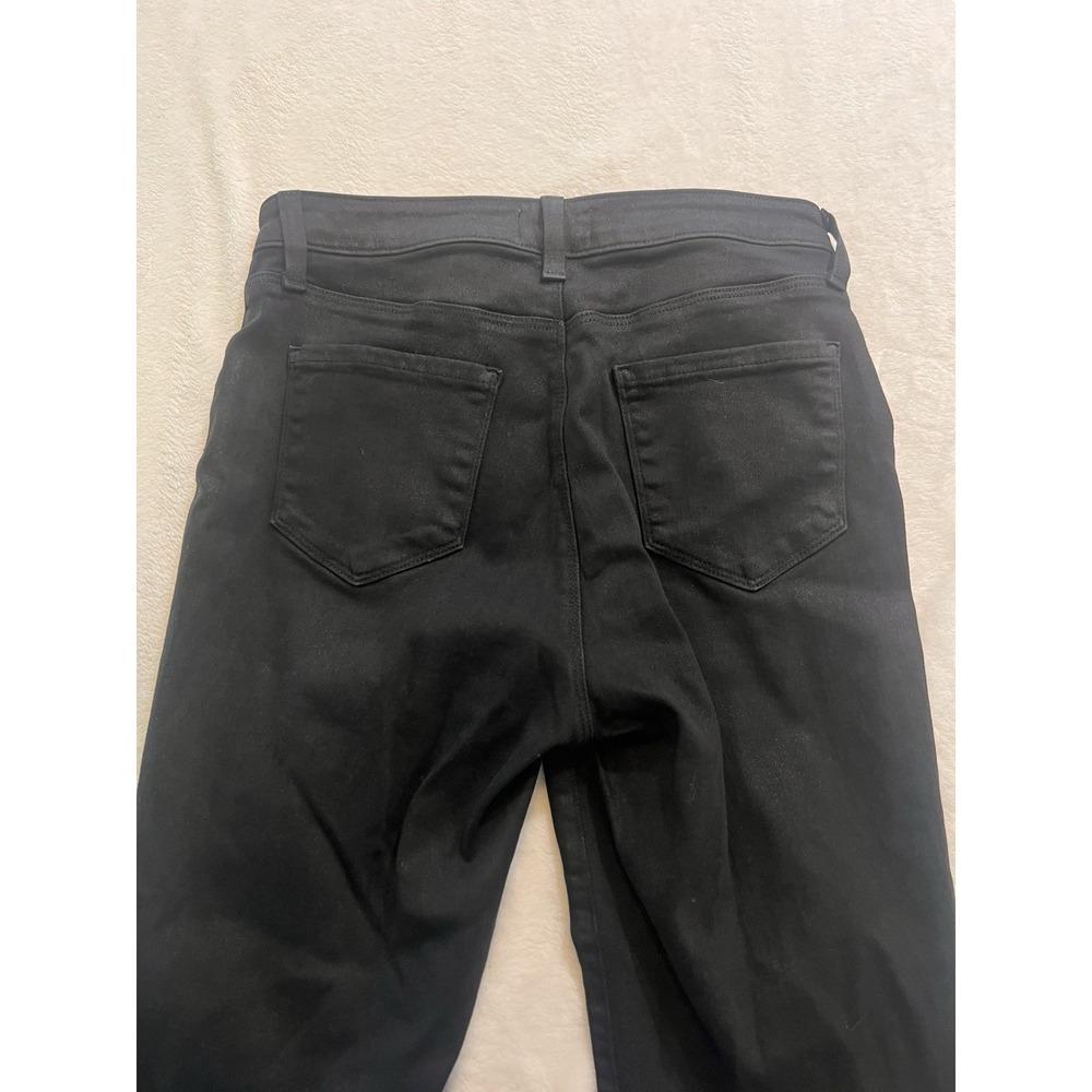 L'agence Kendra High Rise Cropped Flare Pant Noir Coated Cotton Stretch Size 27 - Picture 9 of 10